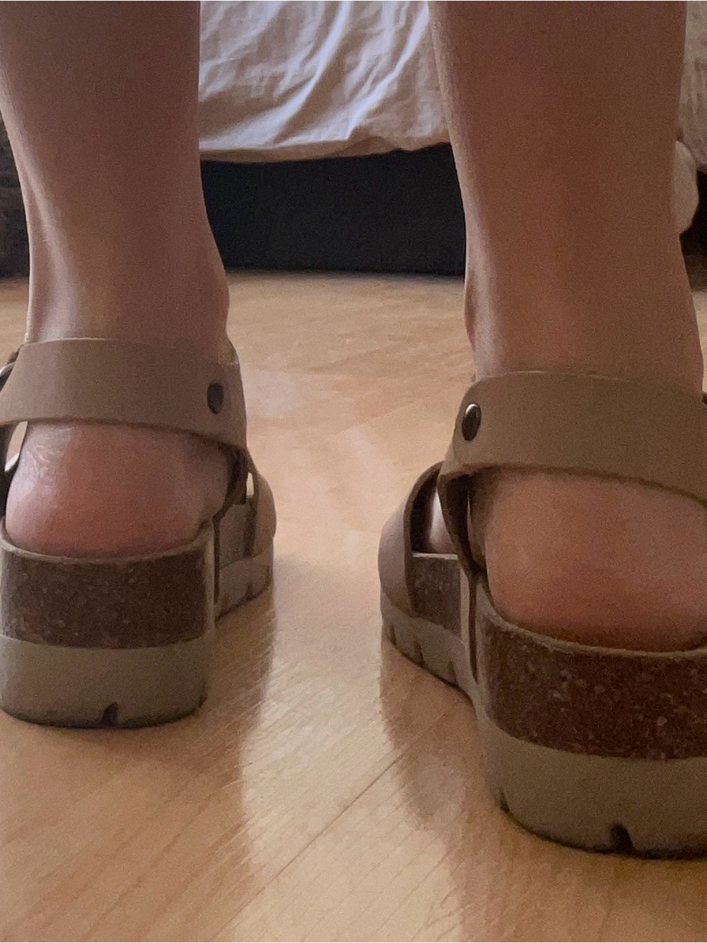Plakton Women's Neutral Beige Buckle Cork-Style Sandals - Picture 6 of 11